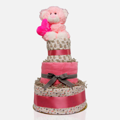 Charlotte The Bear Diaper Cake (pink)