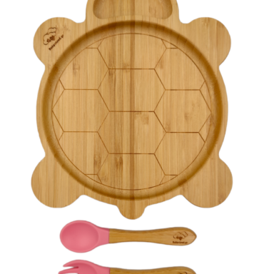 Σετ Φαγητού "Χελώνα" από Bamboo - Ροζ