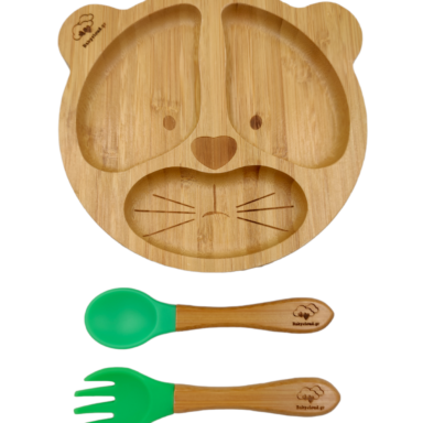 Σετ Φαγητού "Λιοντάρι" από Bamboo - Πράσινο