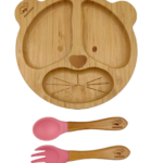Σετ Φαγητού "Λιοντάρι" από Bamboo - Ροζ