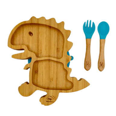Σετ Φαγητού “Δεινόσαυρος” από Bamboo – Μπλε