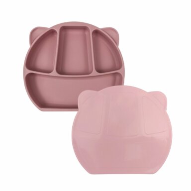 Πιάτο “Αρκούδάκι” με καπάκι από Σιλικόνη – Ροζ